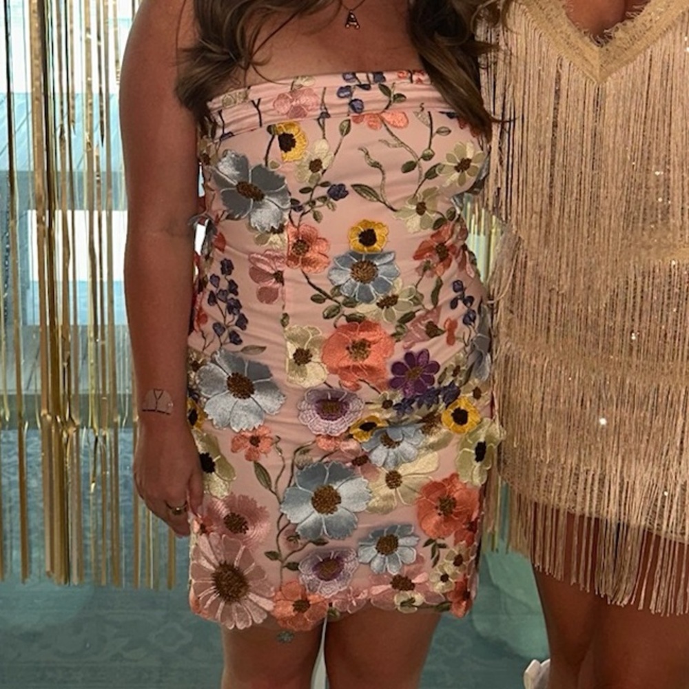Floral Embroidered Mini Dress